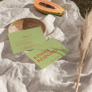 Bold Colorful Retro Funky Modern Bright Wedding  RSVP Card