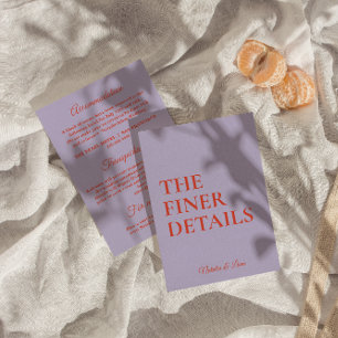 Bold colorful Retro Funky Modern Wedding Details Enclosure Card