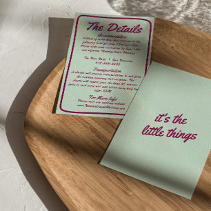 Bold colorful Retro Funky Modern Wedding Details Enclosure Card