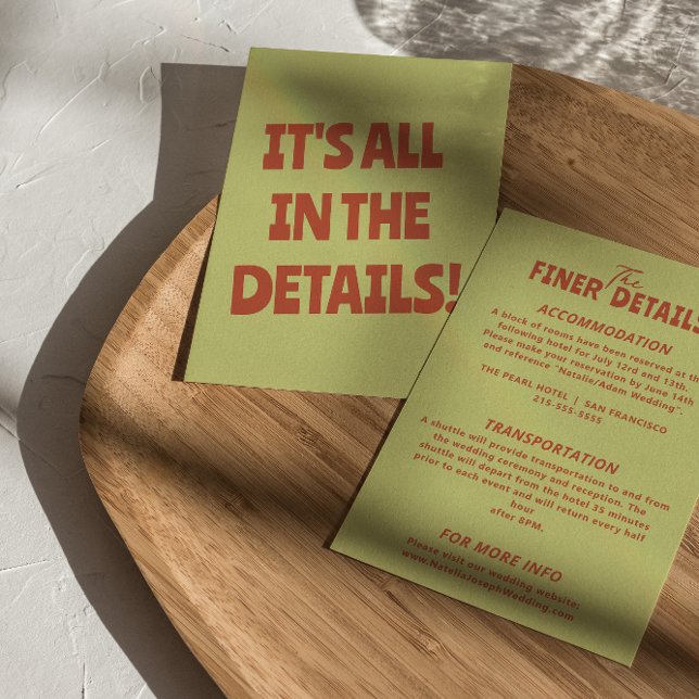 Bold colorful Retro Funky Unique Wedding Details   Enclosure Card (Creator Uploaded)