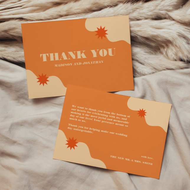 Bold & Colorful Retro Summer Wedding  Thank You Card (Creator Uploaded)