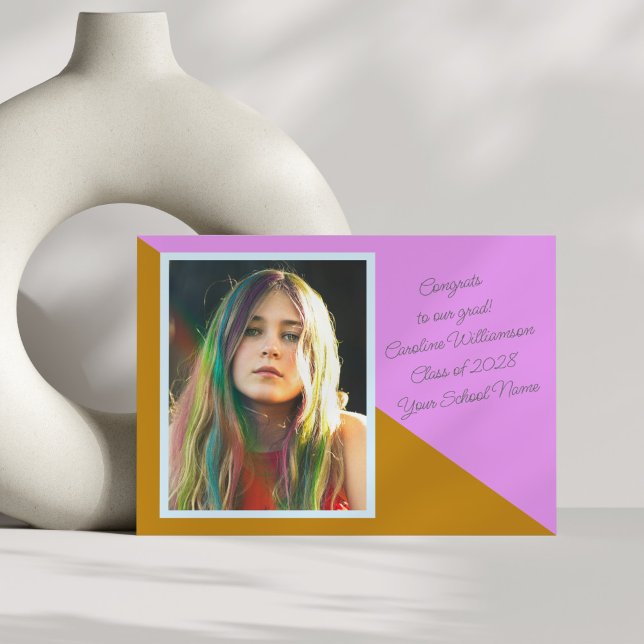 Bold Colorful Retro Teen Photo Graduation Class of Announcement (Creator Uploaded)