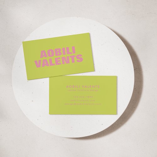 Bold Colorful Retro Typography Chartreuse Pink Business Card