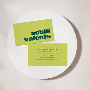 Bold Colorful Retro Typography Chartreuse Yellow Business Card