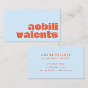Bold Colorful Retro Typography Cool Blue Orange Business Card