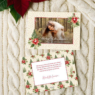 Bold Colorful Retro Vintage Christmas Floral Photo Holiday Card