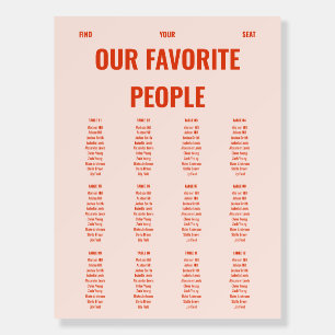 Bold & Colorful Retro Wedding Seating Chart Foam Board