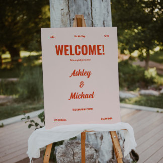 Bold & Colorful Retro Wedding Welcome Foam Board