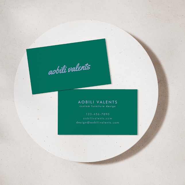 Bold Colorful Script Font Retro Green Purple Business Card (Creator Uploaded)