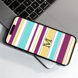 Bold Colorful Stripe Pattern Monogram Phone Case<br><div class="desc">The colors of teal,  purple and sand give this design a fresh,  summery feel. The monogram ensures you know this is your phone!</div>