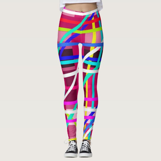 Bold colorful striped leggings (Front)