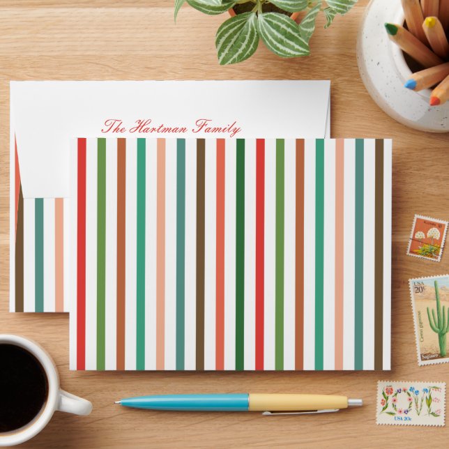 Bold Colorful Stripes Pre-Addressed  Envelope (Desk)