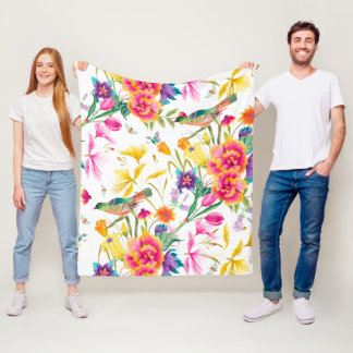 Bold Colorful Summer Print Fleece Blanket