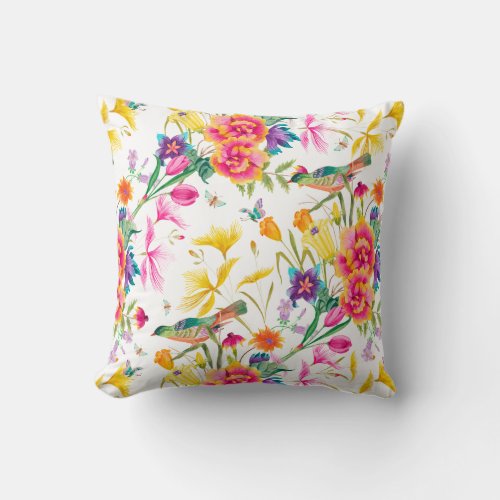 Bold Colorful Summer Print Throw Pillow