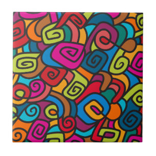 Bold Colorful Swirly Design Tile