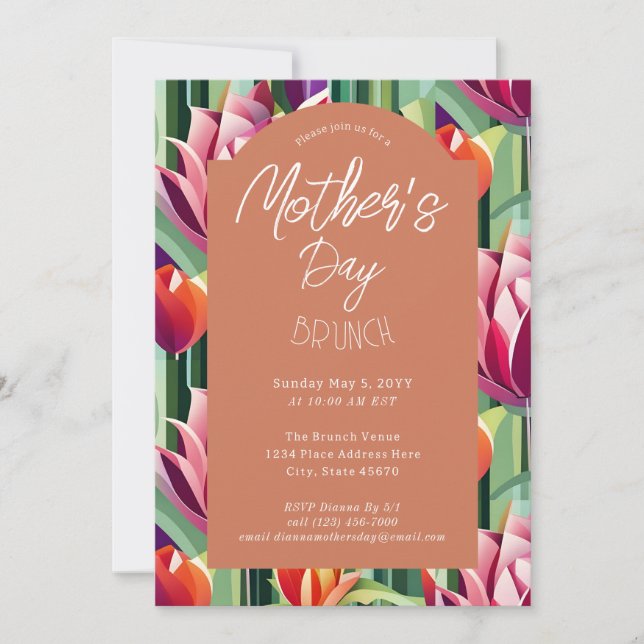 Bold Colorful Terracotta Mother’s Day Brunch Invitation (Front)
