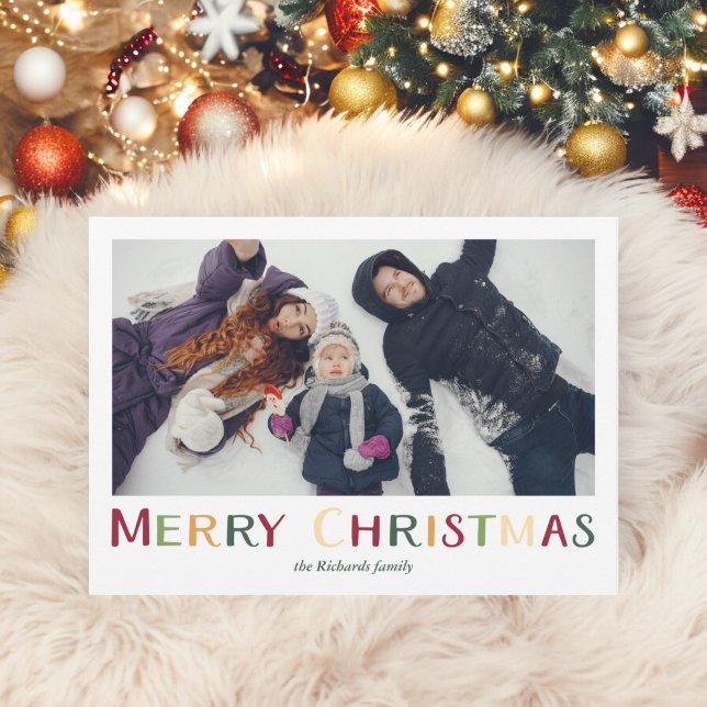 Bold Colorful traditional Merry Christmas photo Holiday Card (Bold Colorful traditional Merry Christmas photo Holiday Card)