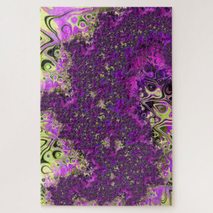 Bold Colorful Trippy Groovy Funky Fractal Art Jigsaw Puzzle