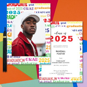 Bold Colorful Typography Graduation Announcement