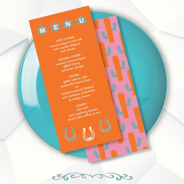 Bold Colorful Western Cowboy wedding Menu (Creator Uploaded)