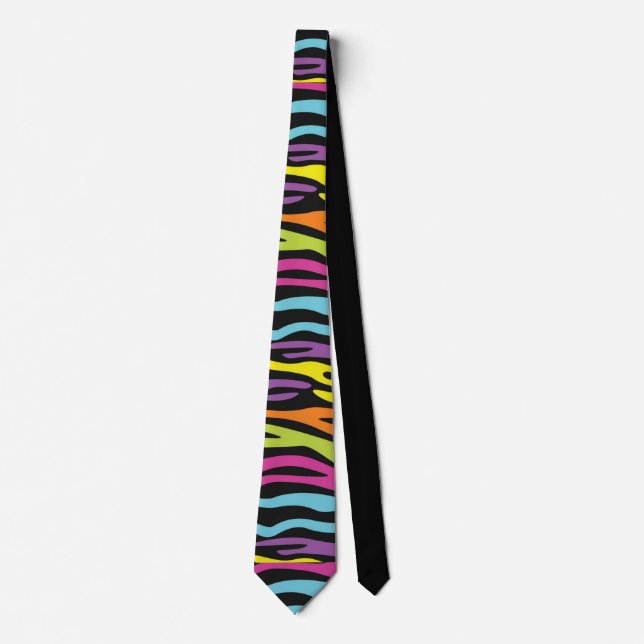 Bold Colorful Wild Abstract Animal Stripe Print Neck Tie (Front)