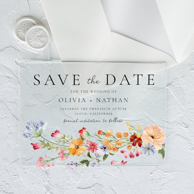 Bold Colorful Wildflowers Wedding Save The Date (Creator Uploaded)