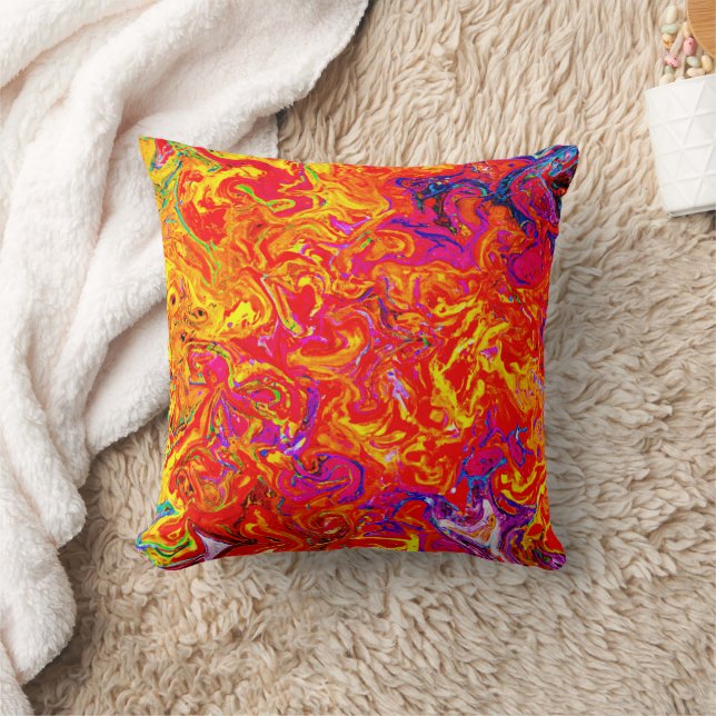 Bold Colors Abstract Design Throw Pillow (Blanket)