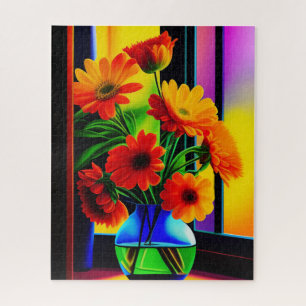 Bold Colors Artistic Floral Bouquet Jigsaw Puzzle