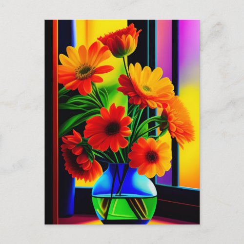 Bold Colors Artistic Floral Bouquet   Postcard