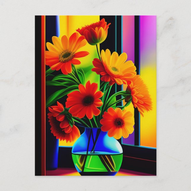 Bold Colors Artistic Floral Bouquet   Postcard (Front)