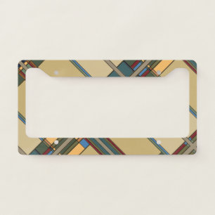 Bold Colors Arts & Crafts Style Geometric License Plate Frame
