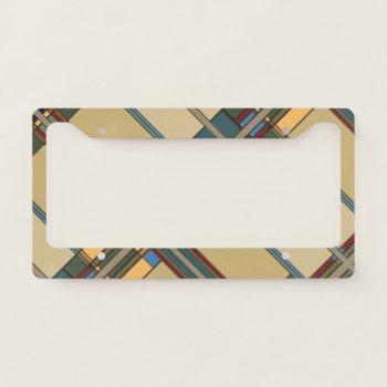 Bold Colors Arts & Crafts Style Geometric License Plate Frame by RantingCentaur at Zazzle