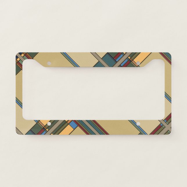 Bold Colors Arts & Crafts Style Geometric License Plate Frame (Front)