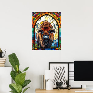 Bold Colors Bison Buffalo Cottagecore Rustic Print
