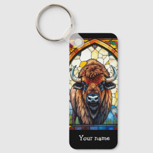 Bold Colors Bison Buffalo Cottagecore Rustic Print Keychain