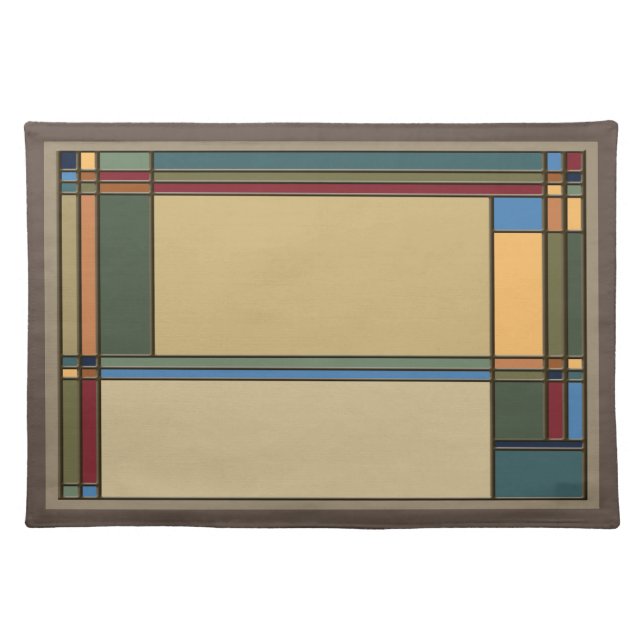 Bold Colors Craftsman Style Geometric Cloth Placemat (Front)