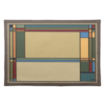 Bold Colors Craftsman Style Geometric Cloth Placemat by RantingCentaur at Zazzle