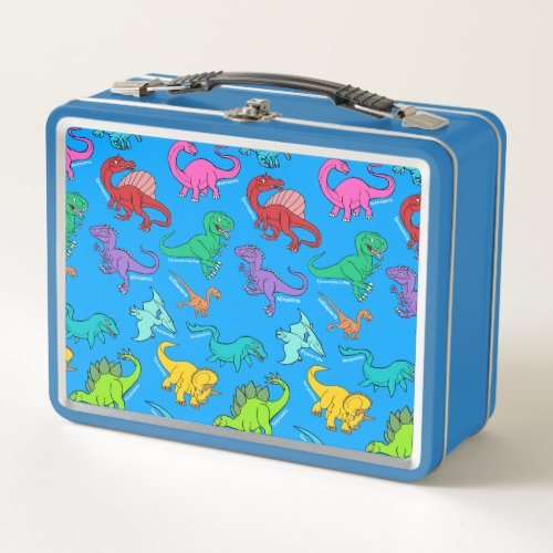 Bold colors Dinosaurs Tin Metal Lunch Box
