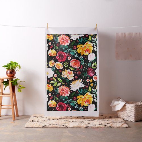 Bold colors flowers collage pattern fabric