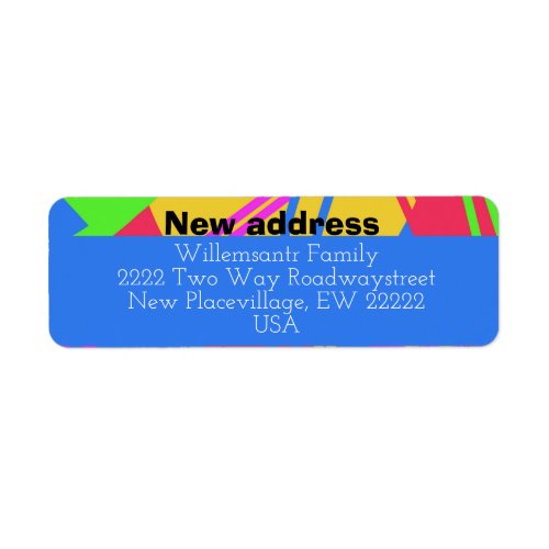 Bold colors graphic design red blue yellow pink  label