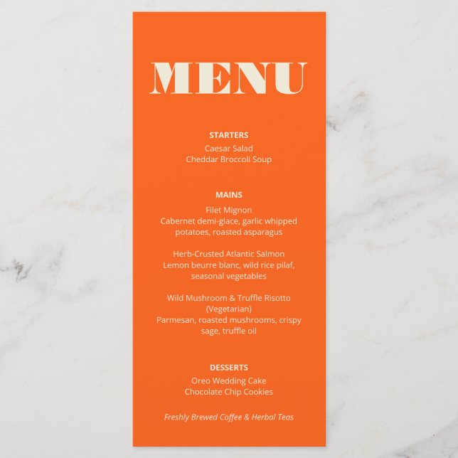 Bold Colors: Menu (Front)