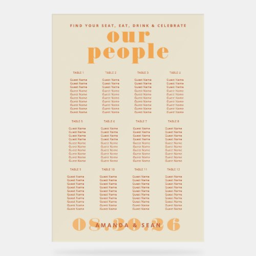 Bold Colors: Seating Chart
