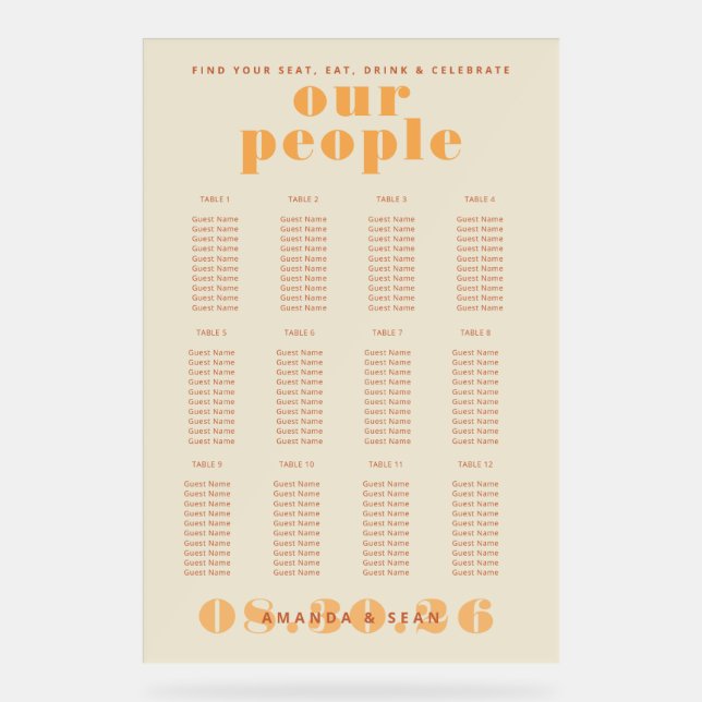 Bold Colors: Seating Chart (Front)