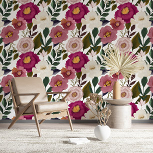 Bold Colourful Botanical Floral & Greenery Pattern Wallpaper