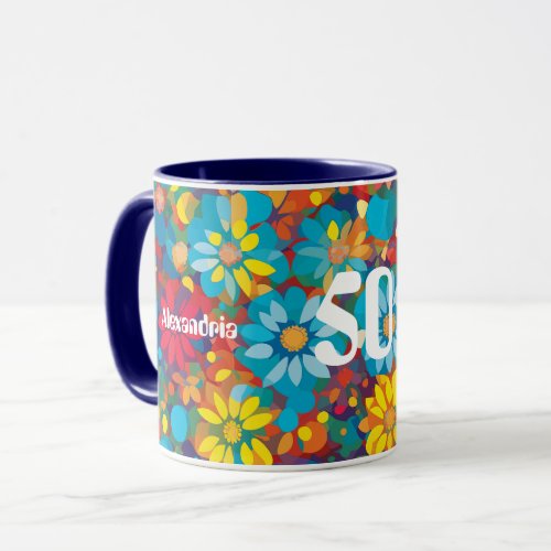 Bold Contemporary Floral Pattern Vibrant Daisies Mug