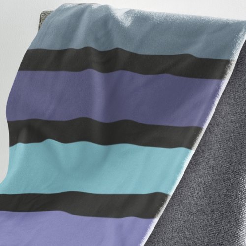 Bold Contemporary Purple Aqua Blue Black Stripes Fleece Blanket