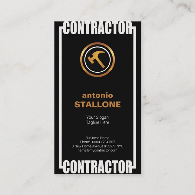 Bold Contractor Picture Frame General Construction Business Card (Front)