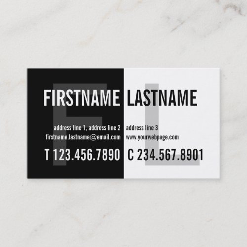 Bold Contrast Eyecatching Black White Profile Card Business Card Template