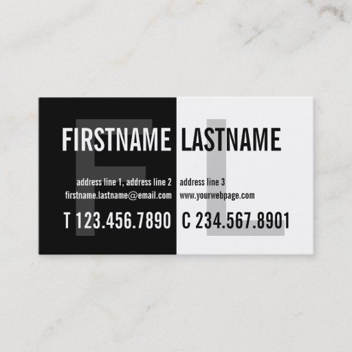 Customizable Bold Contrast Eyecatching Black White Profile Card Business Card Template