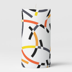 Bold, cool, trendy, playful, urban, modern art pillar candle